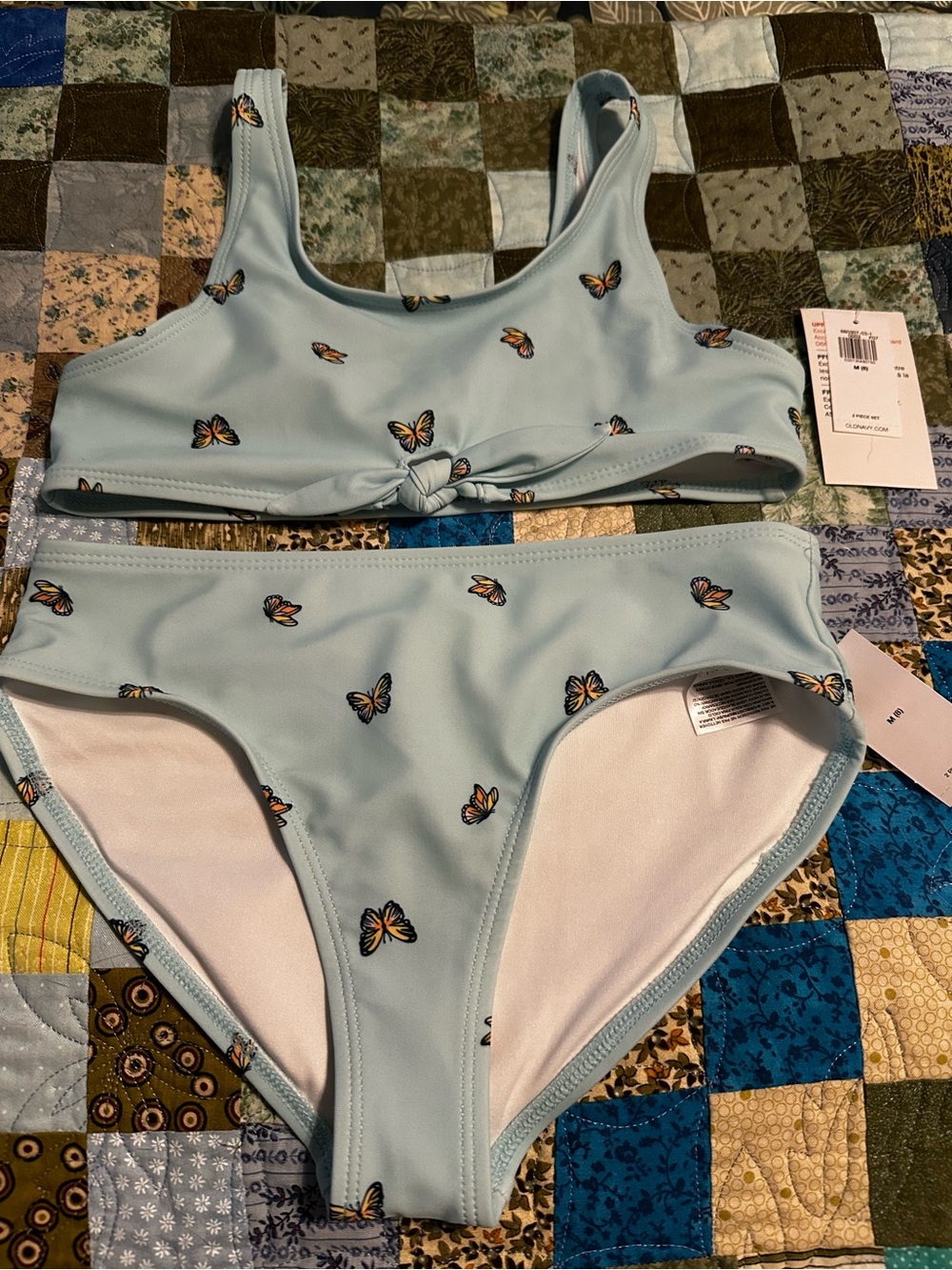 Old Navy Light Blue Butterfly Two-Piece Swim Set